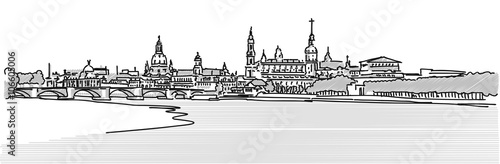 Dresnder Barock Panorama graustufen Skizze
