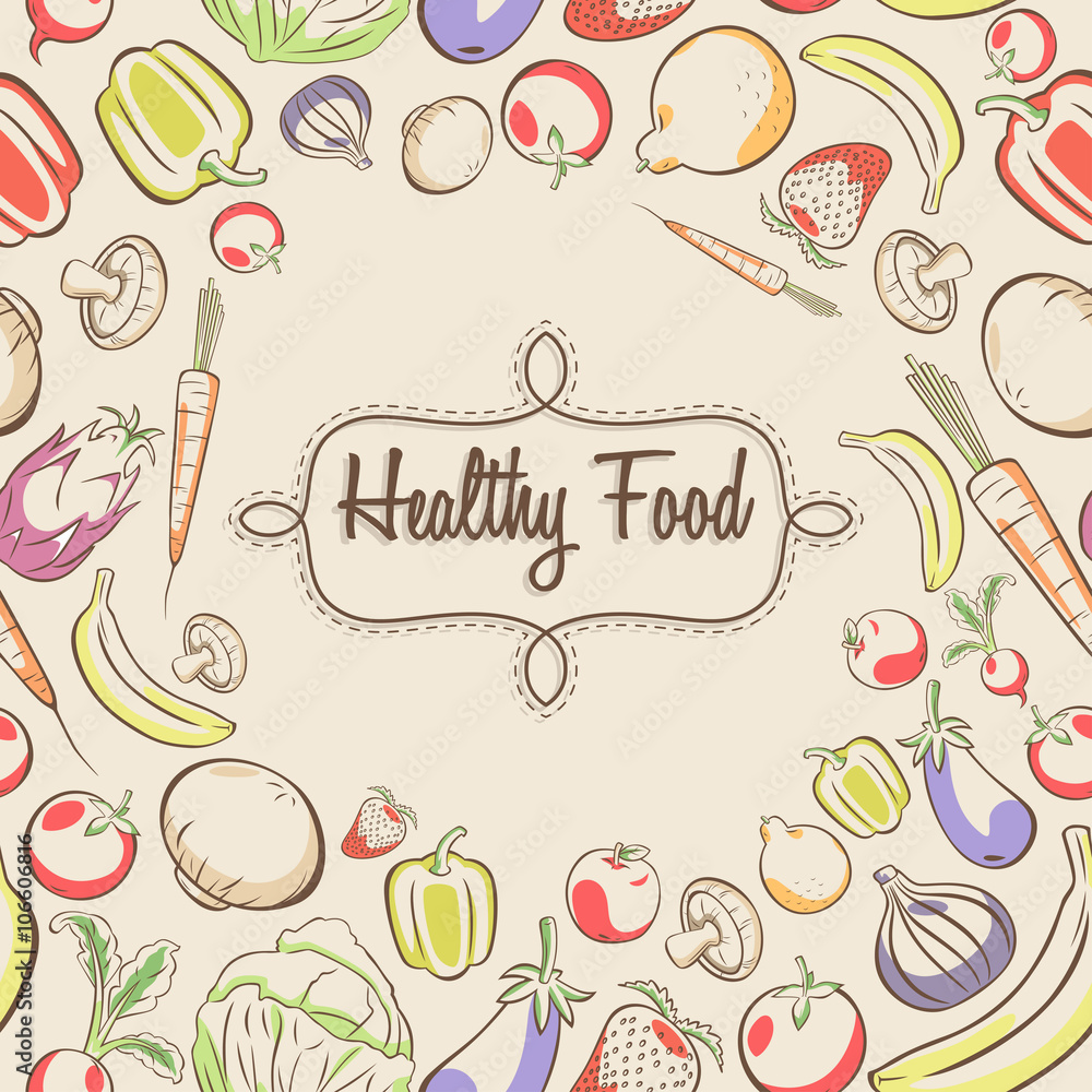 Healthy Food Poster Hand Drawn Vector Stock Vector (Royalty Free)  1081800926 | Shutterstock