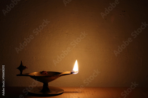 Traditional brass oil lamp light