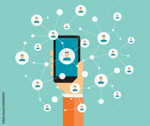 people business online connection on mobile concept