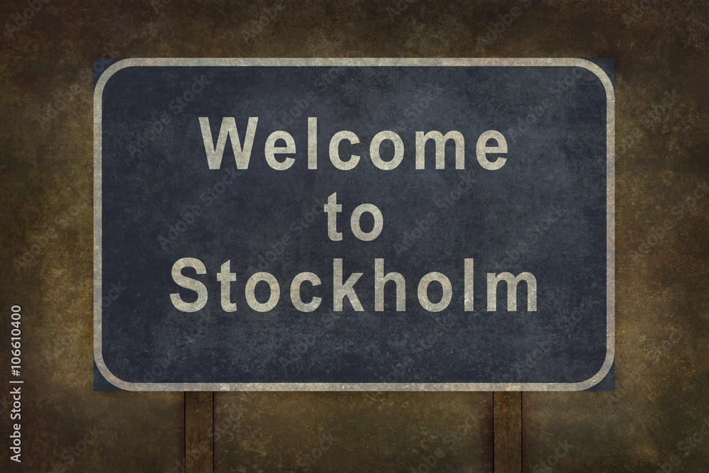 Welcome to Stockholm; roadside sign illustration Welcome to Stockholm; roadside sign illustration