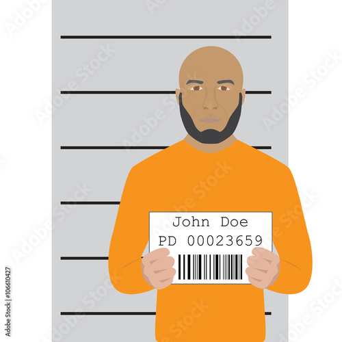 vector illustration of mugshot of arrested man
