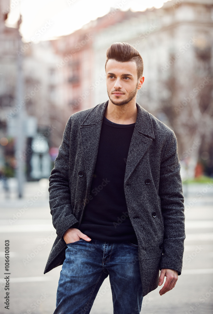 Attractive Young Male Model Posing Outdoors Stock Photo - Image of  handsome, hair: 24876716