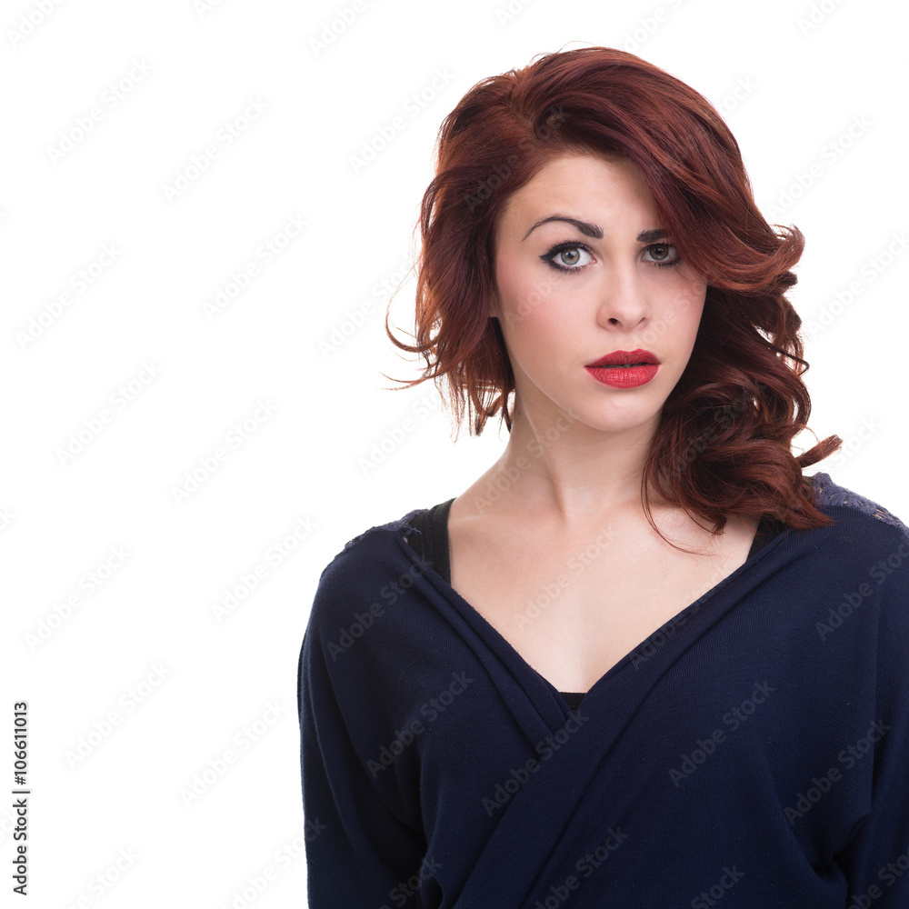 portrait of sad and depressed woman isolated on white portrait of sad and depressed woman isolated on white