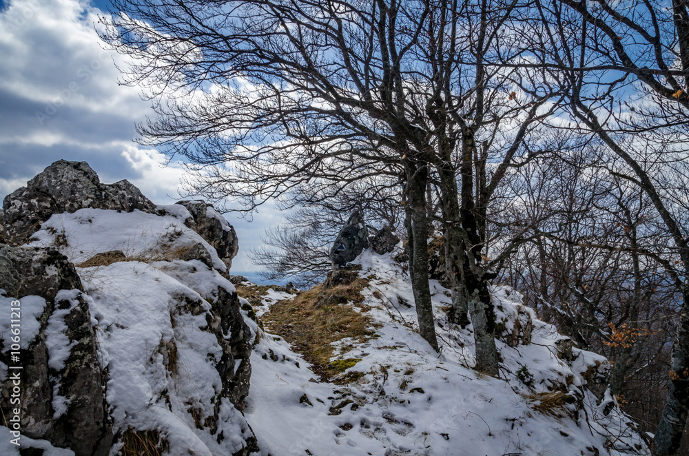 Panoramic view of beautiful mountain landscape in spring. Springtime in mountains. Panoramic view of beautiful mountain landscape in spring. Springtime in mountains.