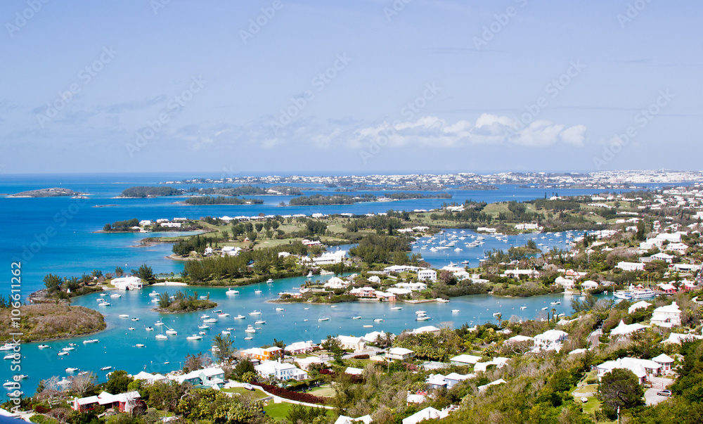 Bermuda’s  panorama with boats