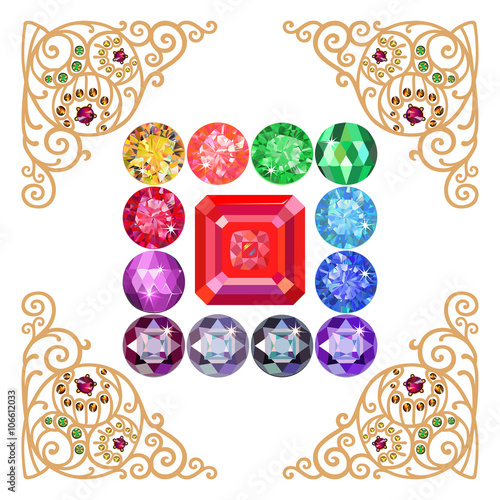 Gemstones filigree set