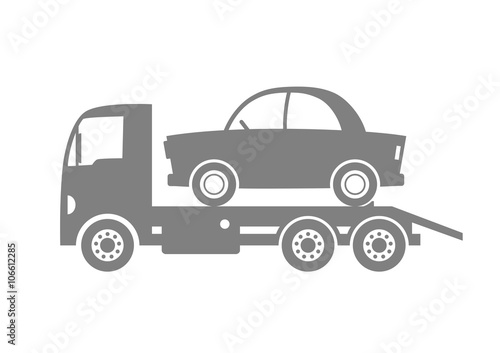 Grey tow truck icon on white background
