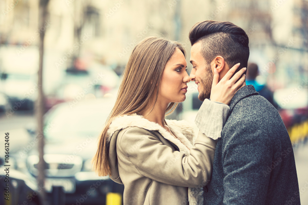 Fototapeta premium Couple in love taking selfie.