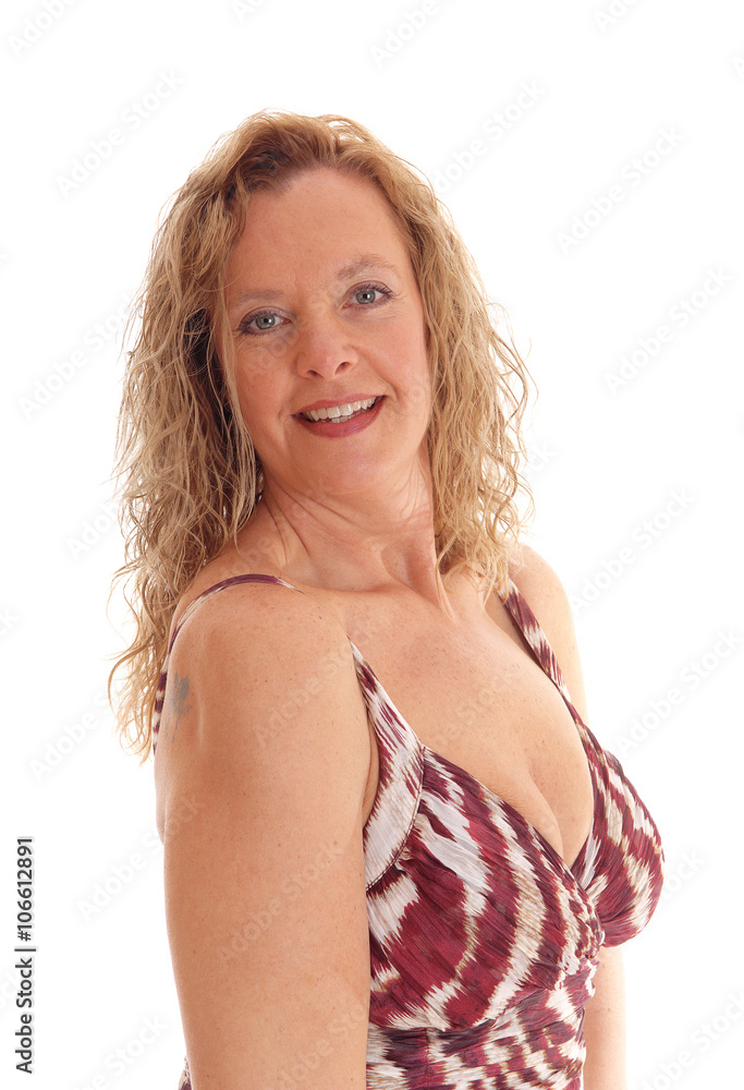 Naklejka premium Portrait of woman in summer dress.