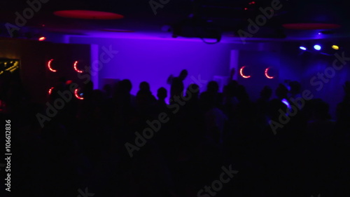 Wallpaper Mural Dark silhouettes of happy nightclub visitors and playing DJ. Party atmosphere Torontodigital.ca