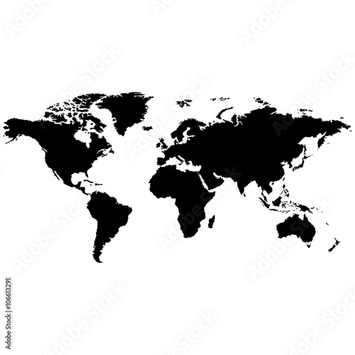 map of the earth in black on a white background