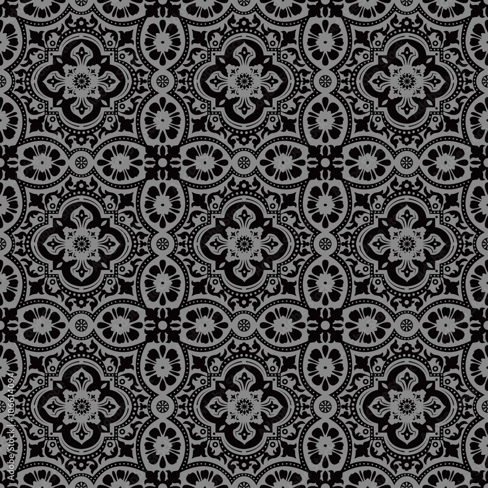 Elegant dark antique background image of lace flower round kaleidoscope
