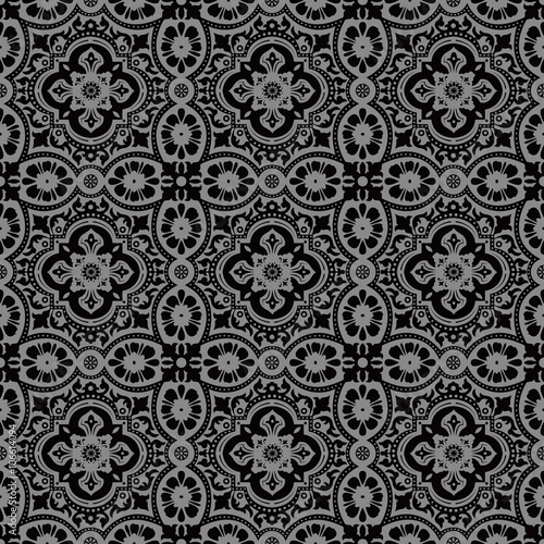 Elegant dark antique background image of lace flower round kaleidoscope