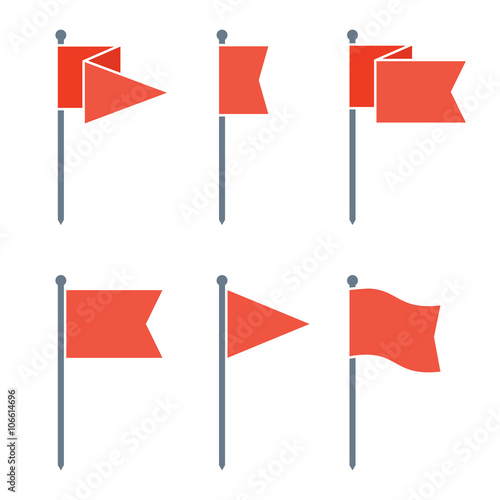Flag Pin Vector Flat Icon Set