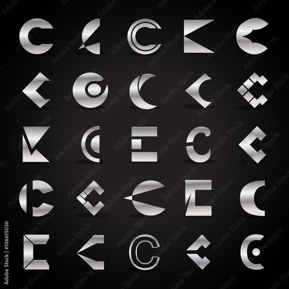 C Letters Icons Set-Isolated On Black Background-Vector Illustration,Graphic Design.For Web,Websites,App,Print,Presentation Templates,Mobile Applications And Promotional Materials.Different Lettering C Letters Icons Set-Isolated On Black Background-Vector Illustration,Graphic Design.For Web,Websites,App,Print,Presentation Templates,Mobile Applications And Promotional Materials.Different Lettering