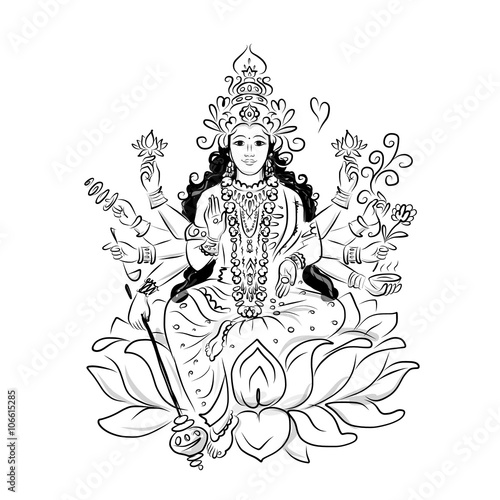 Indian goddess Shakti, sketch for your design