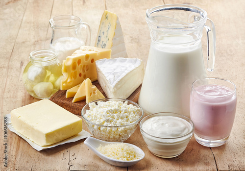 Canvas Print Various fresh dairy products