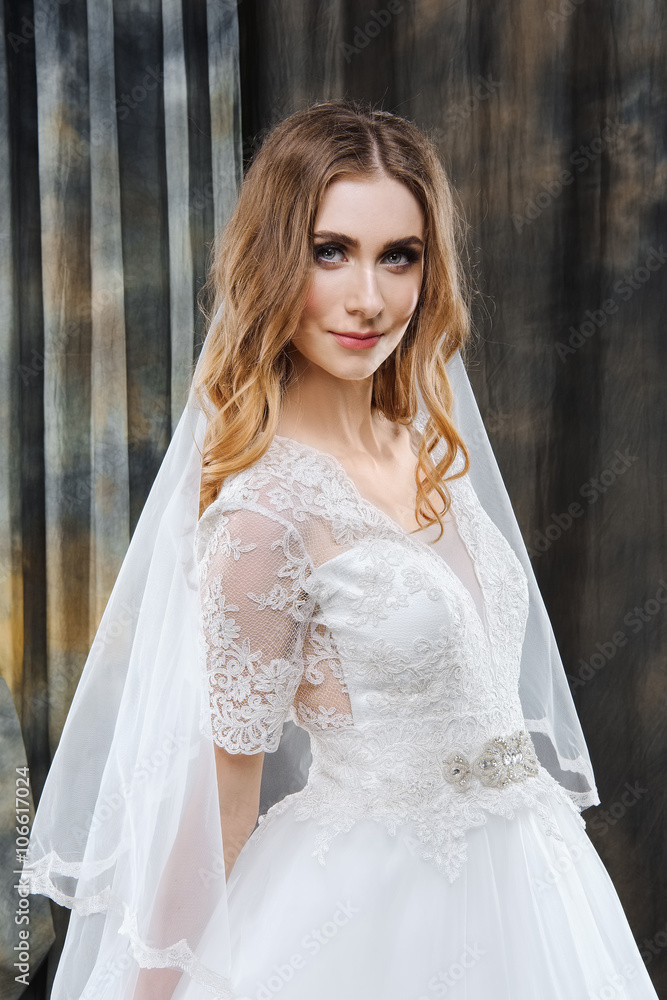 pretty bride in white wedding dress pretty bride in white wedding dress