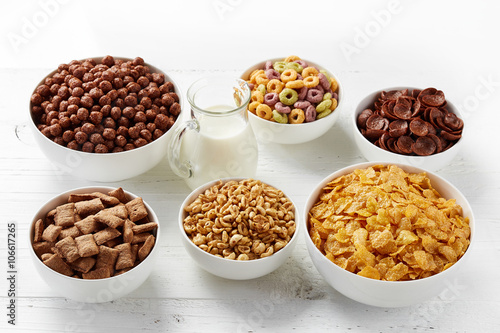 Bowls of various cereals