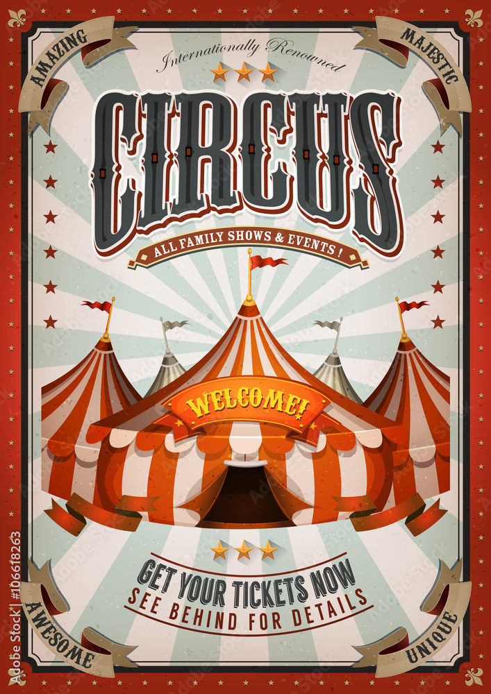 Photo & Art Print Vintage Circus Poster With Big Top