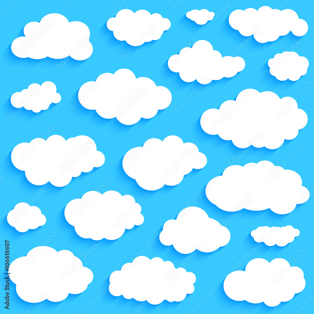 White clouds set on blue sky background