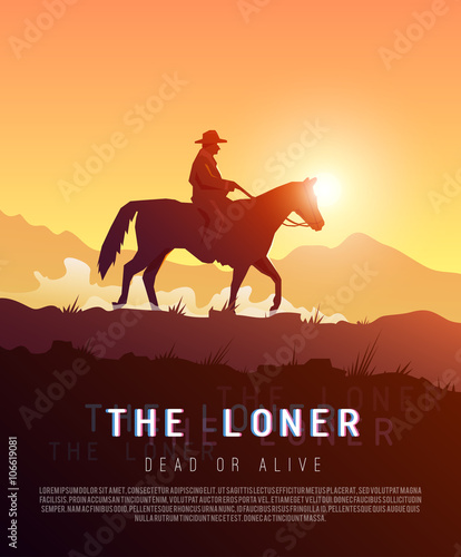 Vector poster wild West. Loner.