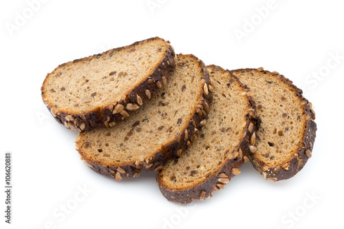 Rye bread isolated on white background.