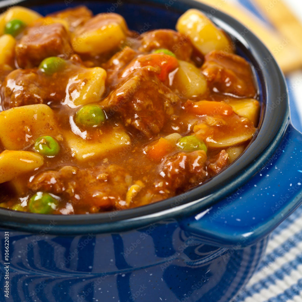 Homemade Slow Cooker Beef Stew. Selective focus. Homemade Slow Cooker Beef Stew. Selective focus.