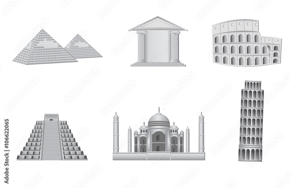 world monuments vector illustration