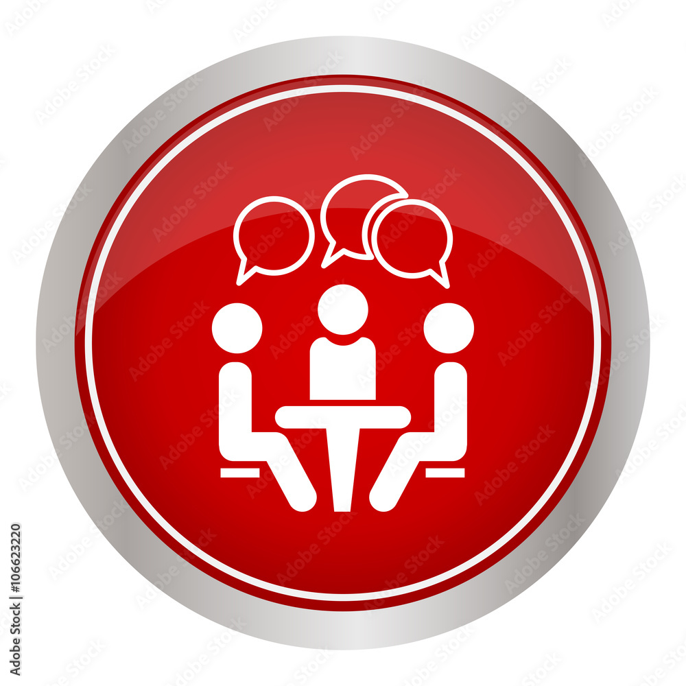Icon Conference. People sitting around the table talking. Vector illustration Icon Conference. People sitting around the table talking. Vector illustration