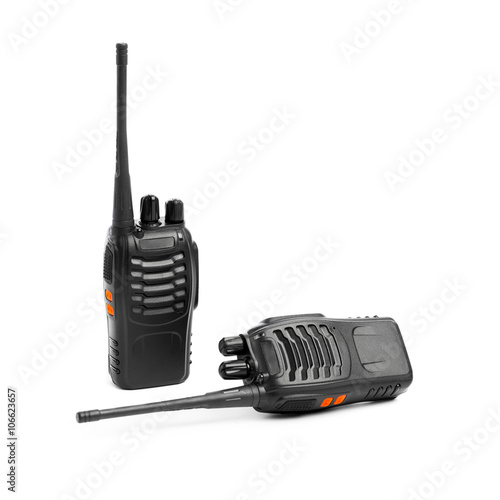 portable radios Walkie-talkie isolated on white photo