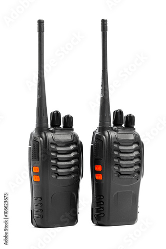 portable radios Walkie-talkie isolated on white