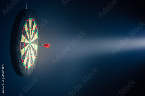 darts board illuminated with a spotlight photo