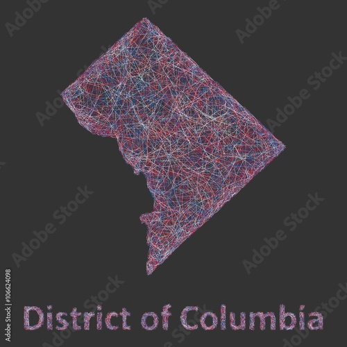 District of Columbia line art map
