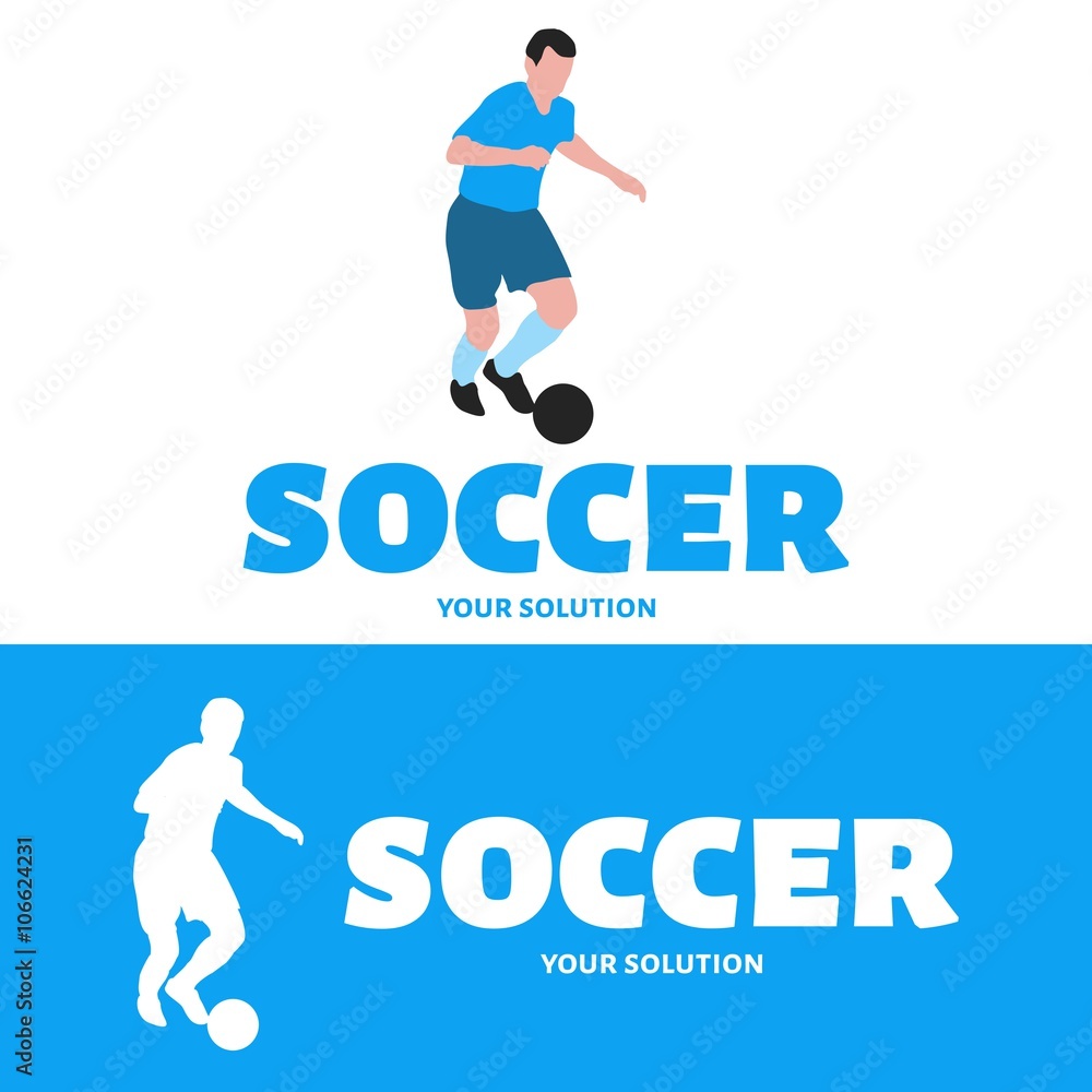 Vector logo football. Brand logo in the form of a football player with the ball. Vector logo football. Brand logo in the form of a football player with the ball.