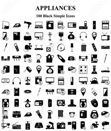 Appliances 100 icons set for web and mobile