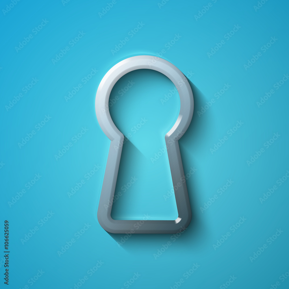 Protection concept: flat metallic Keyhole icon, vector Protection concept: flat metallic Keyhole icon, vector
