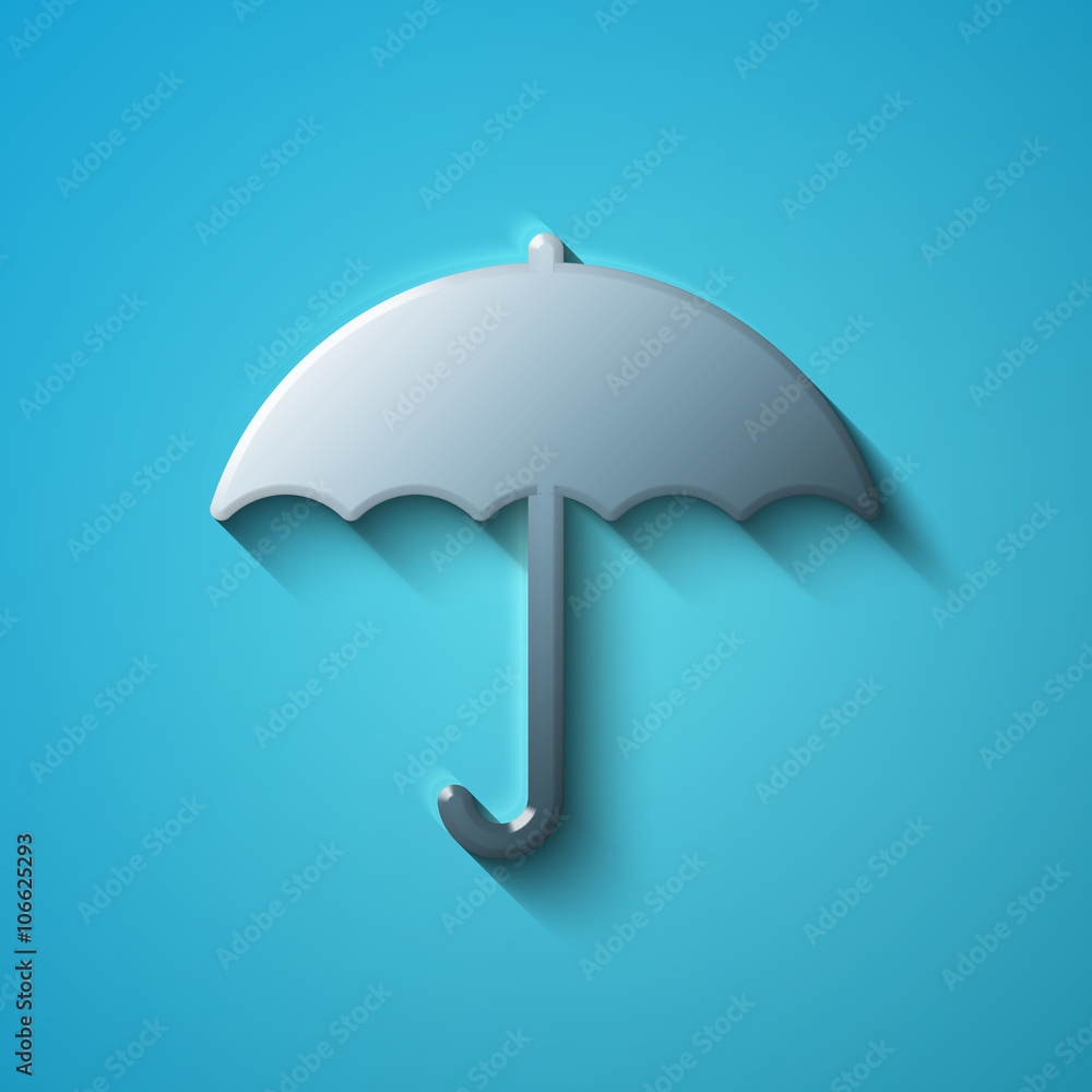 Protection concept: flat metallic Umbrella icon, vector Protection concept: flat metallic Umbrella icon, vector