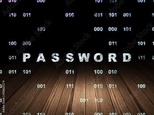 Privacy concept: Password in grunge dark room