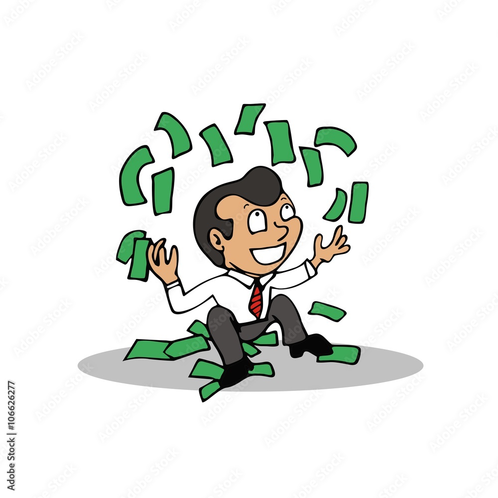 Illustration rich man with Money Cartoon vector Stock Vector | Adobe Stock