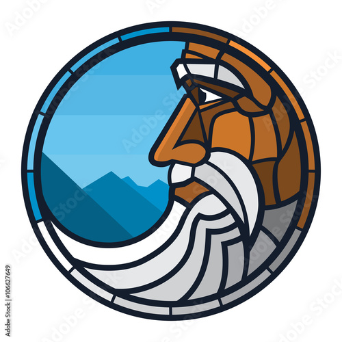 Vector old man with beard and mustaches