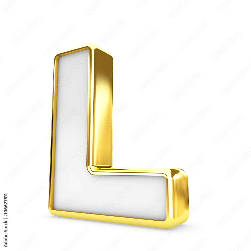 3d gold - white letter L isolated white background. 3d gold - white letter L isolated white background.