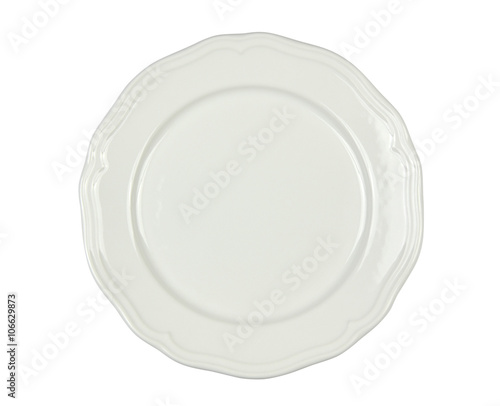 White porcelain plate isolated on white background