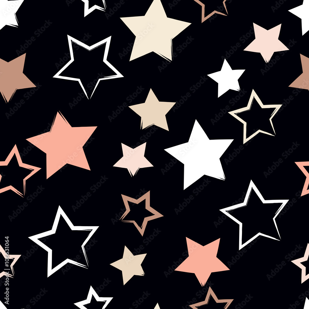 Cute vector seamless pattern . Brush strokes, stars. Endless texture can be used for printing onto fabric or paper Cute vector seamless pattern . Brush strokes, stars. Endless texture can be used for printing onto fabric or paper