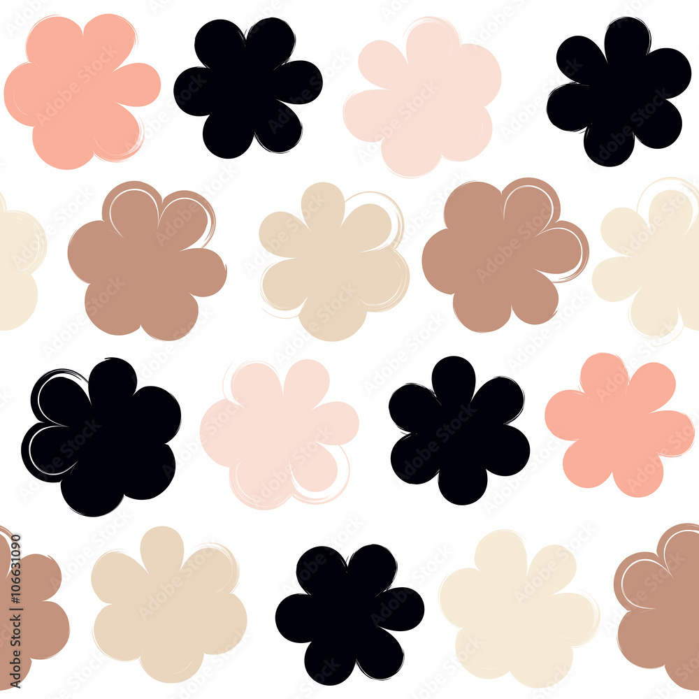 Cute vector seamless pattern . Brush strokes, flowers. Endless texture can be used for printing onto fabric or paper Cute vector seamless pattern . Brush strokes, flowers. Endless texture can be used for printing onto fabric or paper