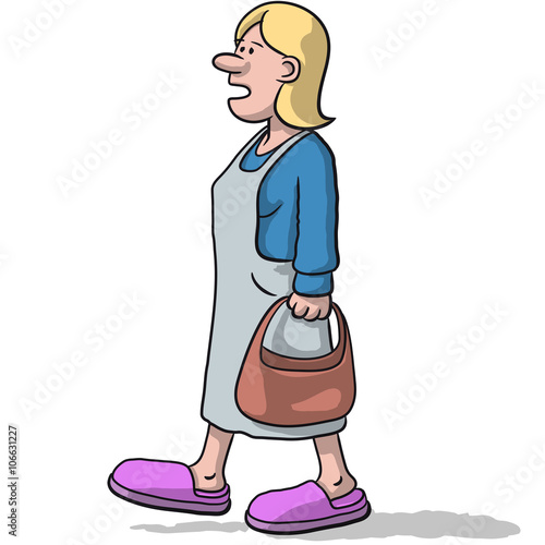 woman character walks and talks