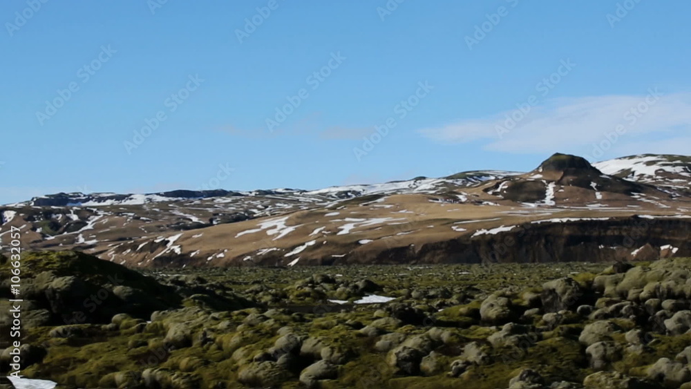 Icelandic volcanic rock and moss landscape Icelandic volcanic rock and moss landscape