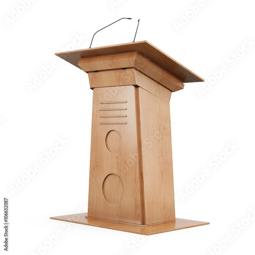 Wooden tribune isolated on white background. 3d rendering.