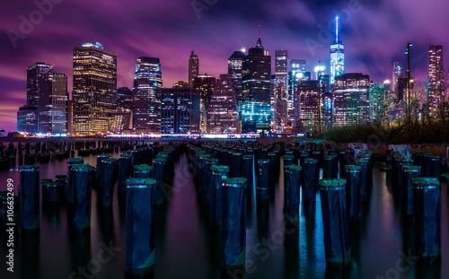 Downtown Manhattan New York City night skyline